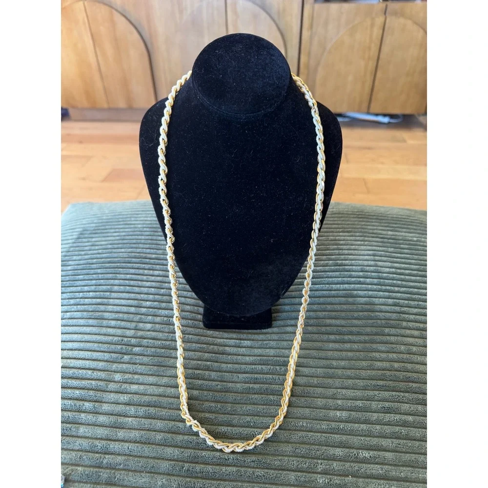 Vintage Trifari Necklace Gold Tone‎ and Seed Bead Braided Chain Design